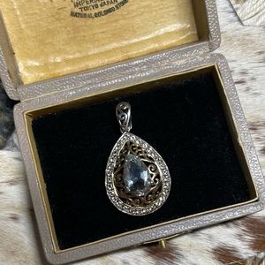 5ct Aquamarine & Topaz Halo 925 Pendant